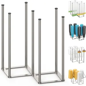 Foldable Baby Bottle Drying Rack, Stainless Steel Silver Color, Reusable Storage Bag Dryer with Non-Slip Bottom, Adjustable Cup Drainer, Bottle Holder