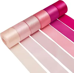 1-1/2 Inch Pink Satin Ribbons for Crafts, 6 Rolls Single-Faced Pink Assorted Ribbons for  Wrapping Flower Bouquet Wedding Invitations Bridal Shower Hair Bows Garland Party Decor