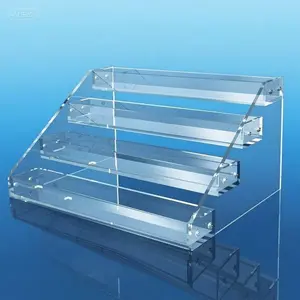 Clear 4-Tier Acrylic Display Stand - Double Sided Shelf for Organizing Makeup, Perfume, and Collectibles - Durable Riser for Cupcakes, Candy, and Small Items - Space-Saving Decorative Storage Solution