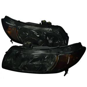 2006-2011 Honda Civic Coupe Factory Style Crystal Headlights (Chrome Housing/Smoked Lens)