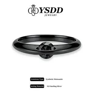 【Spinning Saturn】Gothic Black Saturn Ring 1/2CT  Spinning Saturn Synthetic Moissanite Rings in 925 Sterling Silver 0.5CT Black