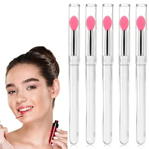 Reusable Lip Applicators, Silicone Lip Mask Applicator with Caps, Portable Reusable Compact Makeup Tools for Lipstick Gloss & Eyeshadow