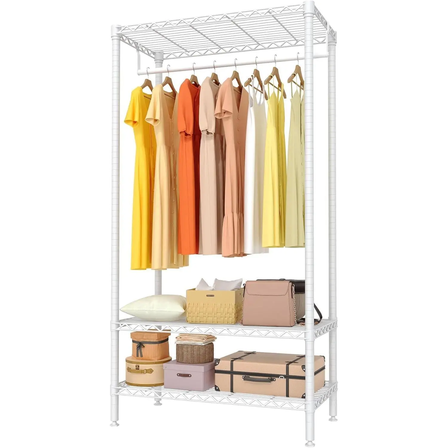 Garvee Minimalist Metal Open Wardrobe - Hanging Rail Coat Rack with Adjustable Shelf, 300 kg High Weight Capacity Racks & Displays, 90x45x175 cm for Bedrooms, Offices, Laundry Room
