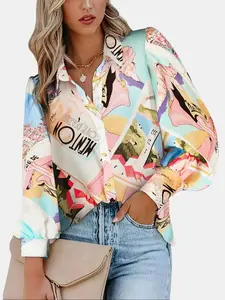 Zeagoo Women's Button Down Printed Lantern Long Sleeve Blouse Soft Fabric Chic Feminine Fashion Casual Tops 2025 for Work Office Vacation
