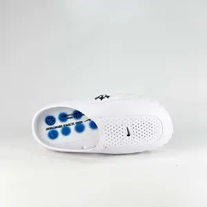 Wave Thick Cushion Acupoint Massage Footbed Recovery Slip On Clogs Solid White Blue Dot EVA Foam Slides for Unisex Post Gym Training Quick Dry Sport Footwear