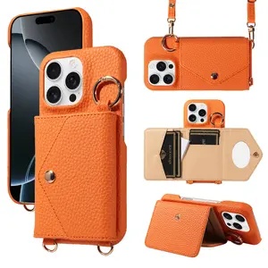 Luxury 2-in-1 Wallet Phone Case, Portable Card Holder Protective Cover for Apple iPhone