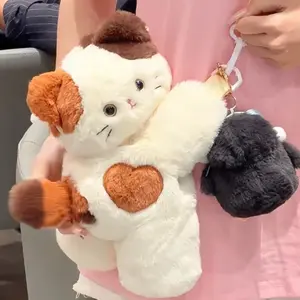 Three-color cat Papa bag plush messenger bag cute claw machine cartoon doll bag plush bag