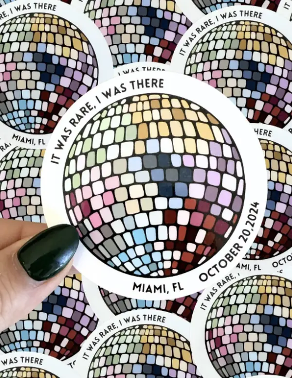 CUSTOM ERAS DISCO WATERPROOF STICKER- ALL US DATES/SELECT INTERNATIONAL AVAILABLE