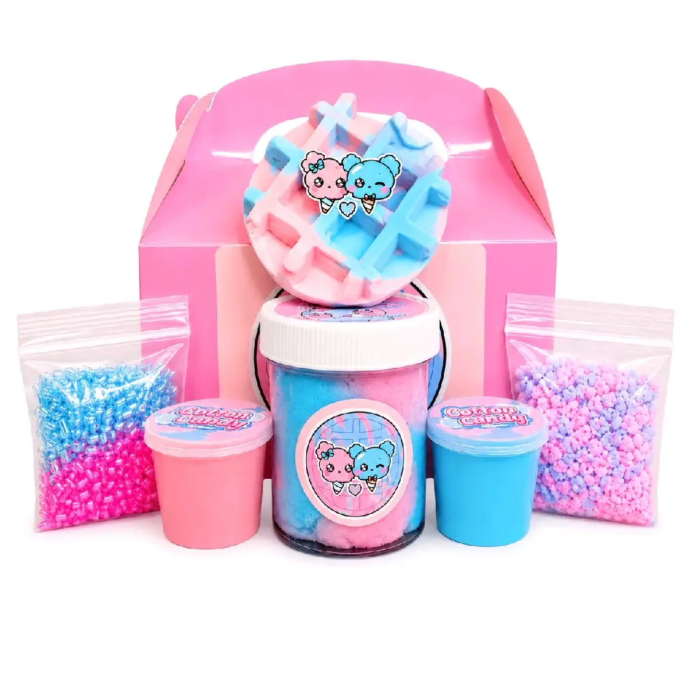 Cotton Candy Waffle Slime Kit – Cloud Slime DIY Dessert Kit with Waffle Clay, Syrup Slimes & Sprinkles