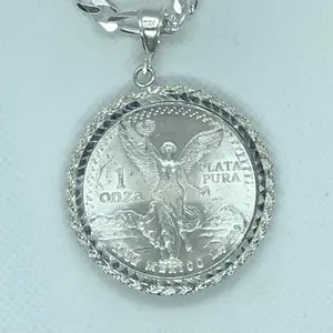 Centenario with 20” Figaro Necklace (.925 PURE SILVER)