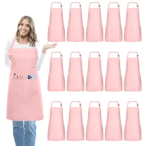15pcs Adjustable Adult Aprons With Pockets, Machine Washable, Easy Cleaning Apron, Suitable For Chef, Gardener, Baker, Florist, Painter, Barista,Uniforms, Kitchen Stuff, Dirt Resistant Apron
