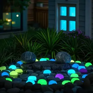1200pcs Luminous Garden Stones, Multicolor Glow-In-The-Dark Plastic Stakes, Durable Weather-Resistant, Ideal for Pathway Lighting & Landscaping, Garden Accessories