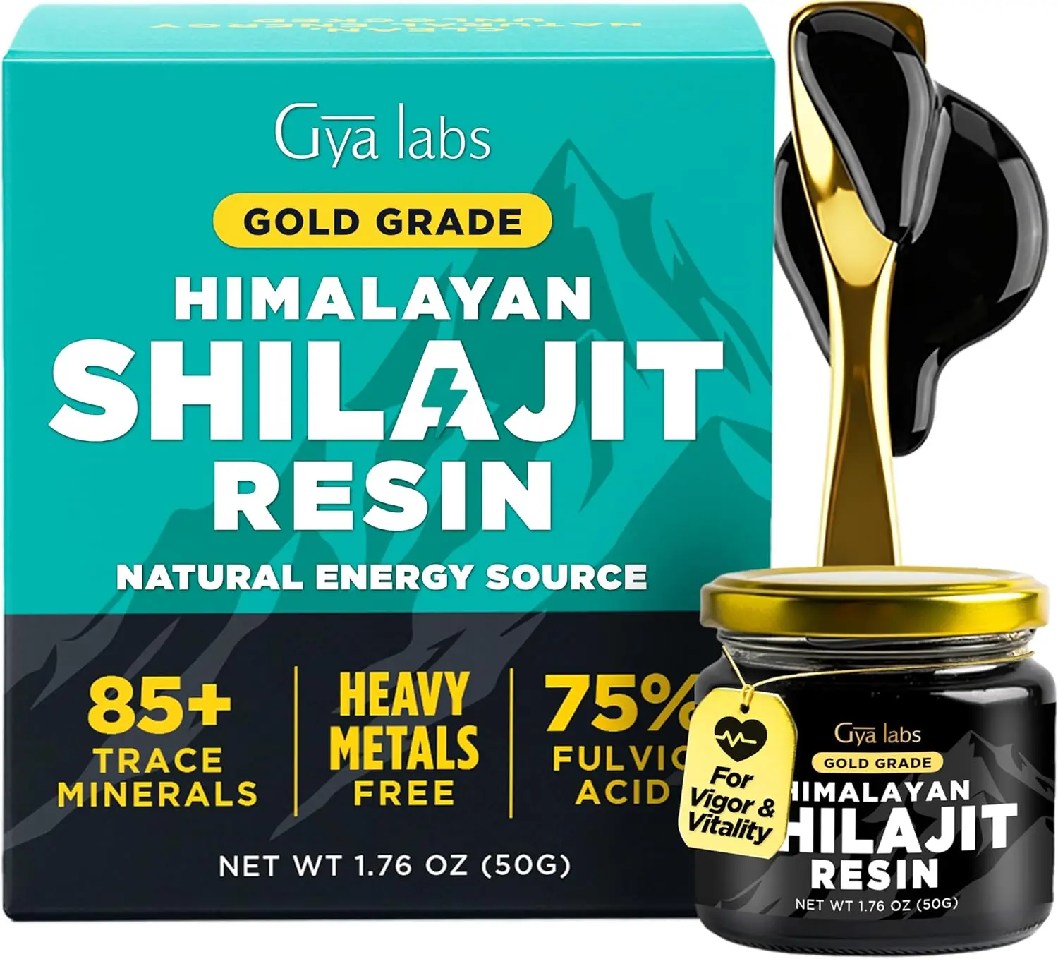 Gya Labs Himalayan Shilajit Resin for Men, 100 Servings - 85+ Trace Minerals, 75% Fulvic Acid for Energy & Immune Support - Max Potency, Gold Grade, No Heavy Metals fit for Women