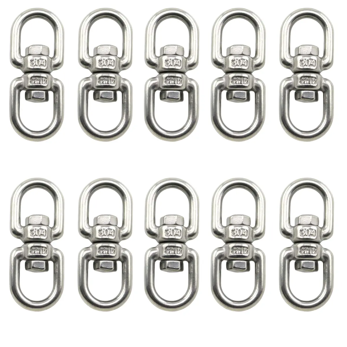 304 Stainless Steel M4 Size Heavy-Duty Reliable Tree Eye Hook - Dual-Head Hang Swivel Shackles for Hanging Hammock, Outdoor Tree Swing Use