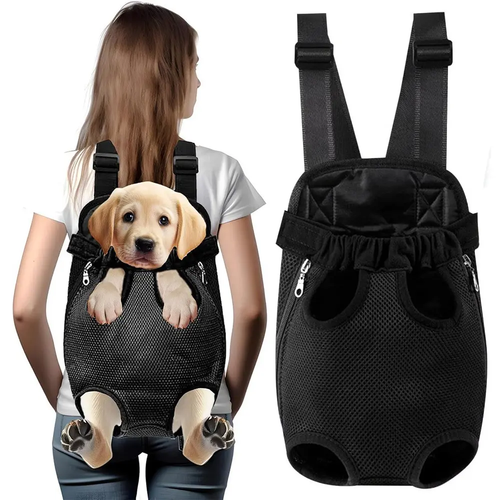 Pet Carrier Backpack, Hands-Free Adjustable Dog Front Carrier Legs Out & Easy-Fit Dog Backpack Carrier for Hiking Camping Traveling Cycling for Small Dogs and Rabbits Hands-Free Pet Carrier Backpack for Dogs and Cats - Comfortable Adjustable