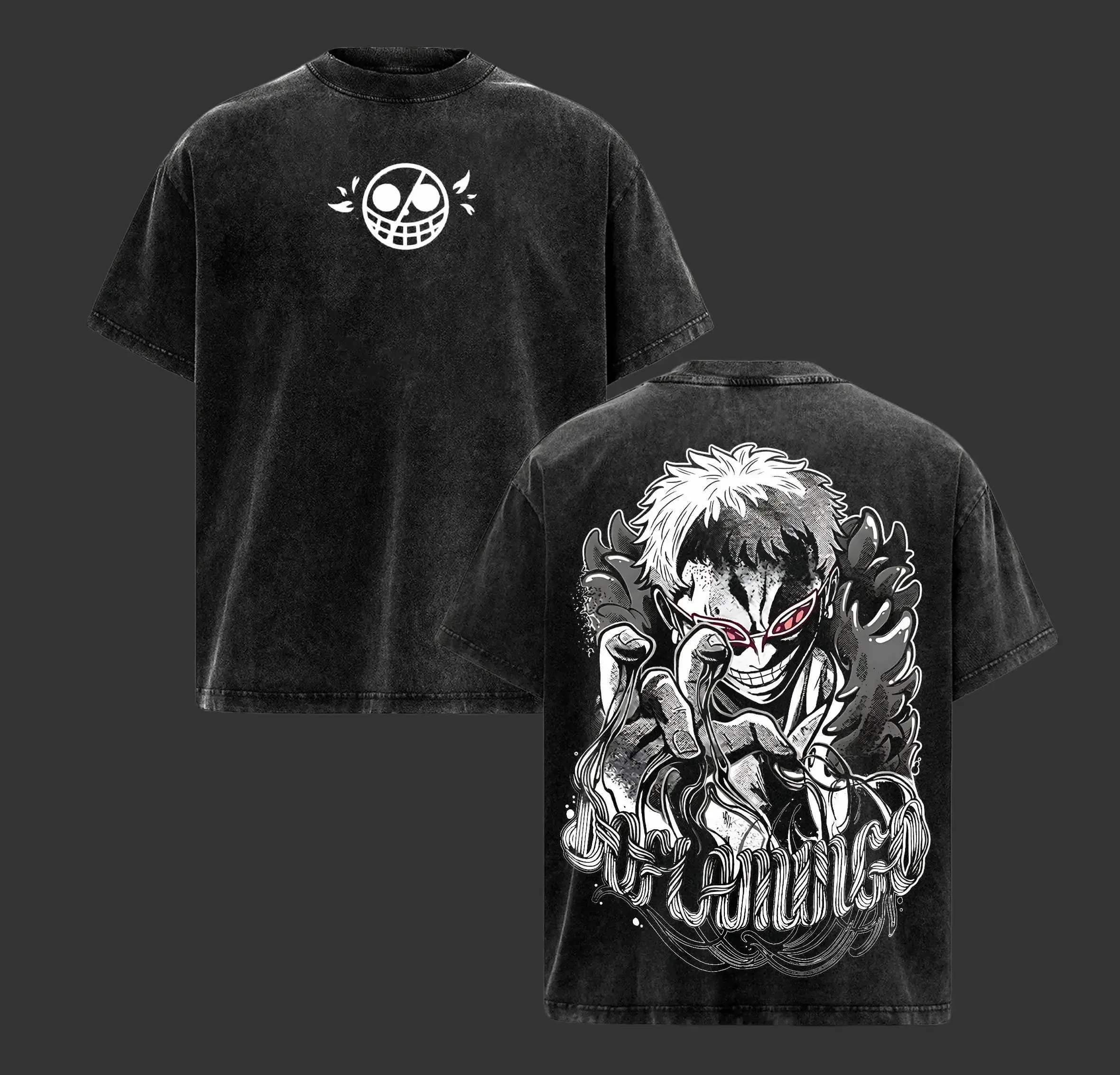 Doflamingo String String Power Tee, One Piece Graphic T-shirt, Acid Washed Vintage Shirt, Pink Eyes Design, Oversized Villain Manga Streetwear, Exclusive Doflamingo Merch