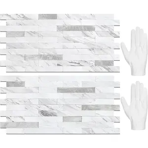 STICKGOO 20Pcs Peel and Stick Backsplash Tile, Stick on Backsplash for Kitchen/Bathroom, Self Adhesive Wall Tiles Diy Decorative Home Decor - White Marble Pattern Wallpaper
