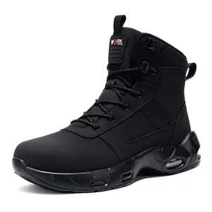 LARNMERN Steel Toe Work Boots for Men | Non-Slip Rainproof Safety Shoes | High Top Tactical Industrial Work Sneakers with Side Zipper