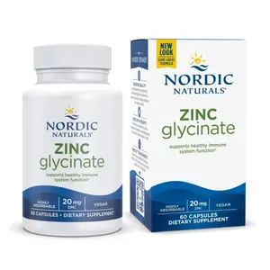Nordic Naturals Zinc Glycinate - Healthy Immune System Function, 60 Count Vegan, Non-GMO, Gluten & Dairy Free, Highly Absorbable