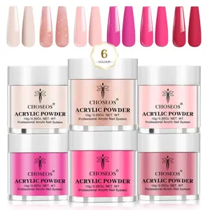 Acrylic Powder Set, 6 Counts/set Natural Dried Acrylic Powder, Glitter Powder for Nail Art DIY, Professional Nail Art Kit for Women & Girls