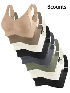 Women's Plain Wireless Bra Set, Comfortable Breathable Soft Innerwear, Max Support, Casual Daily Wear, All Seasons