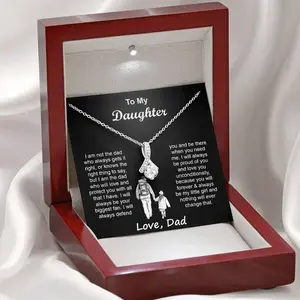 To My Badass Daughter Necklace - Birthday Gifts for Daughter from Dad,  Jewelry Gifts From Daddy on Graduation, Jewelry with Heartfelt Message, Birthday, Graduation Gifts from Dad, Daughters Jewelry Gift Box