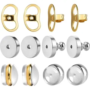 Earring Backs for Droopy Ears Heavy Earrings - Replacements Locking Ear Supports | 6 Pairs Secure Stud Clutches for Sensitive Skin(Flat 1)