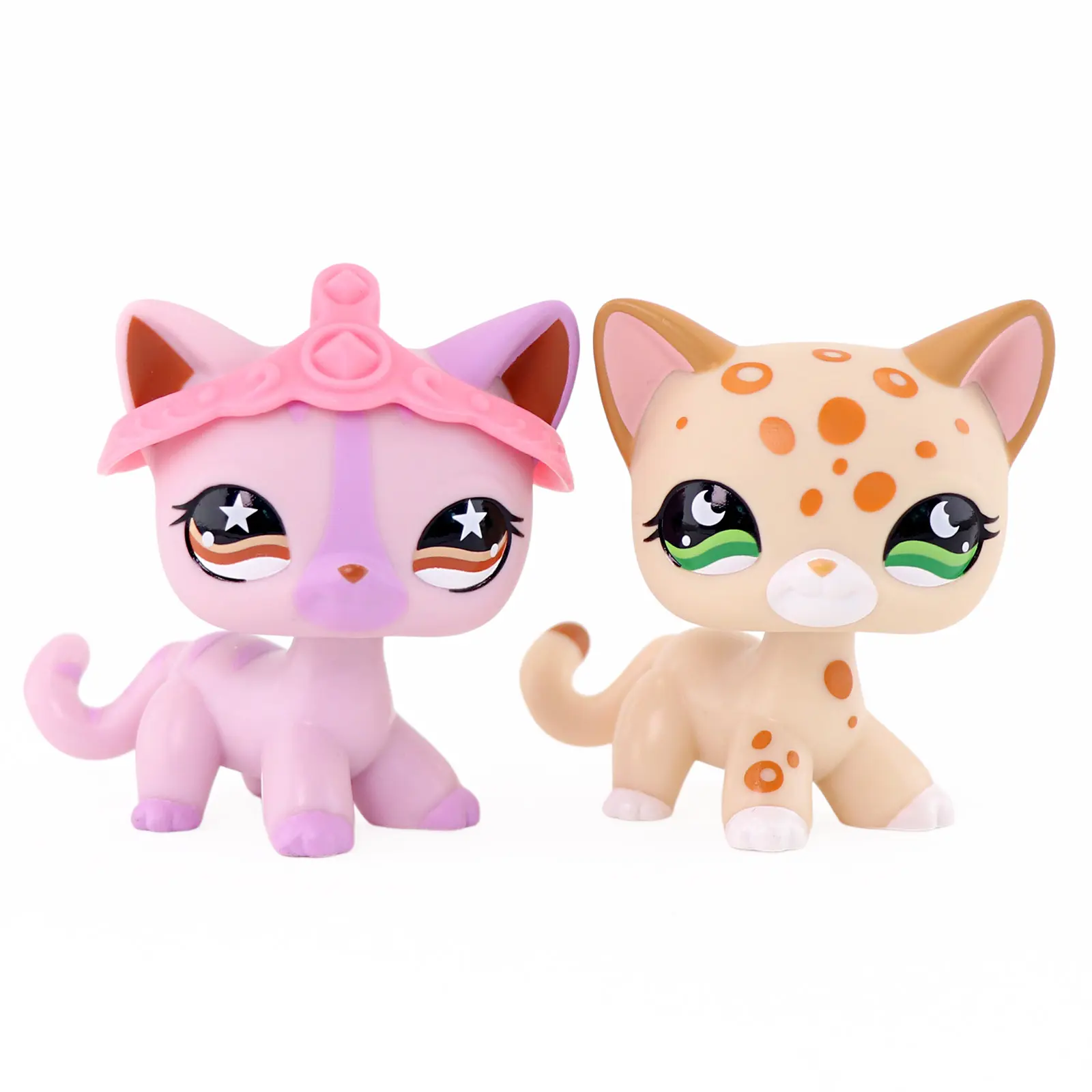 Cartoon 2-Pc Mini Cat Bobble-Head Figurines Set - Smooth Collectible Action Toys, Decorative Ornaments for Kids, Desktop Shelf Decor & Party Favor Gifts