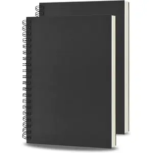 Spiral Notebooks Journal 8.5" x 11", 2 Pack A4 Large Note Book for Women & Men, The Notebook for Work Note Taking Journals Sketch Book 76 Pages / 38 Sheets sketchbook Soft Cover Black Paper