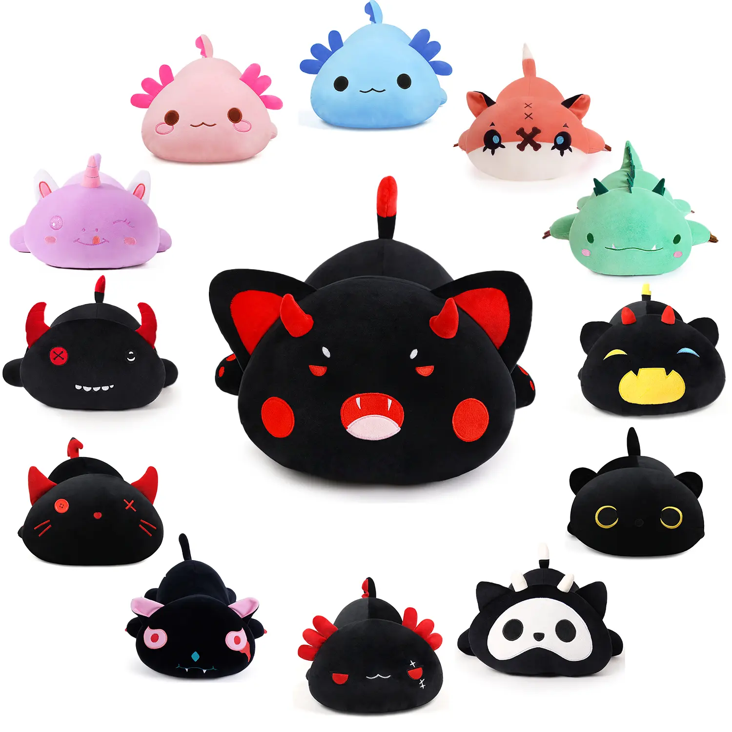 Snowolf Axolotl Plush Pillow Plushies - 11.8"-19.7" Soft Stuffed Animal Toy, Available in Cat, Unicorn, Dinosaur, Fox Designs, Unisex Kids' Gift, Party Decorations