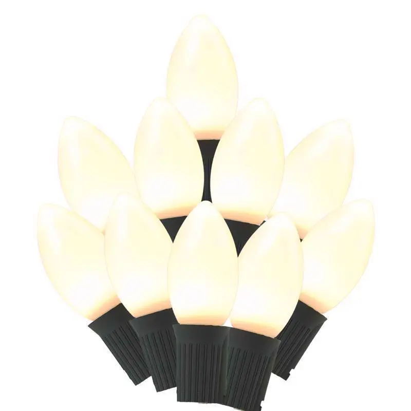 Celebrations Classic Anti-Flicker Energy Efficient High-Tech LED C9 Shape Plug-Powered String Lights Set, 9096571, 25-Count, 24 ft (21-30 ft Range), White Christmas Festive Decor Home Supplies