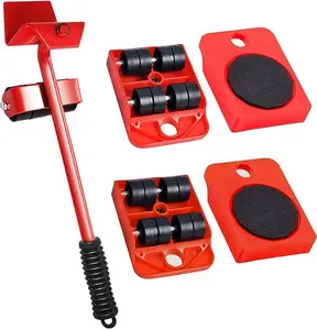 Furniture Mover Set, 5-Pack Heavy Duty Lifters with 4 Sliders, Quick Rearranging Tools for Home & Office, Non-Slip, Carbon Steel & Plastic, Perfect Space-Saving Solution