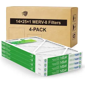 14x25x1 Air Filter 4 Pack, Durable MERV 8 Pleated  HVAC AC Furnace Filters, Lightweight Compact Air Conditioner Filter Replacement