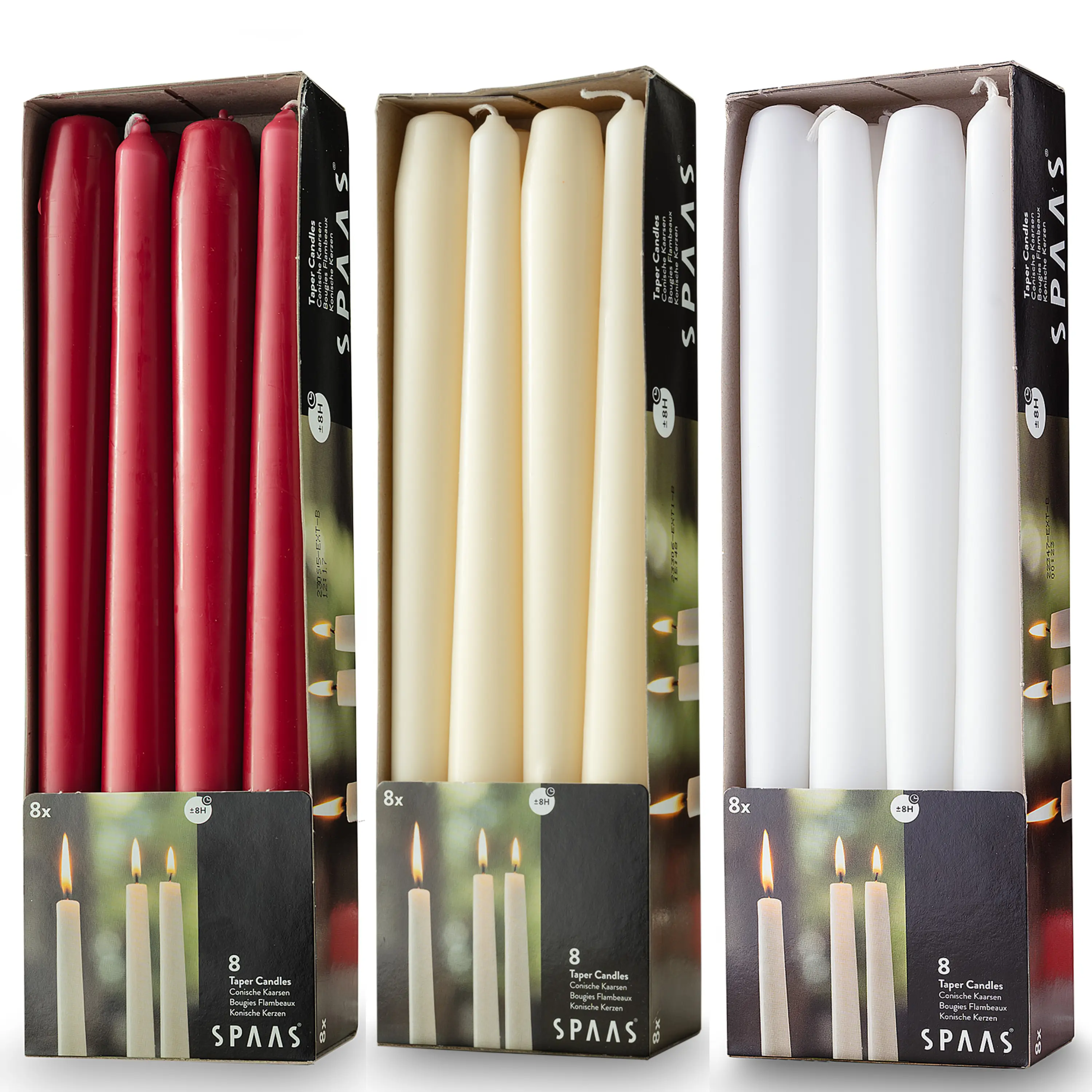 Rambue 10" Unscented Taper Candles - 8-Pack Decorative Luxury Home Supplies, Ivory/White/Red Candlesticks, 8-Hour Burn Time, Ideal for Candle Gift, Wedding Centerpieces, Dinner, Luxury Candles