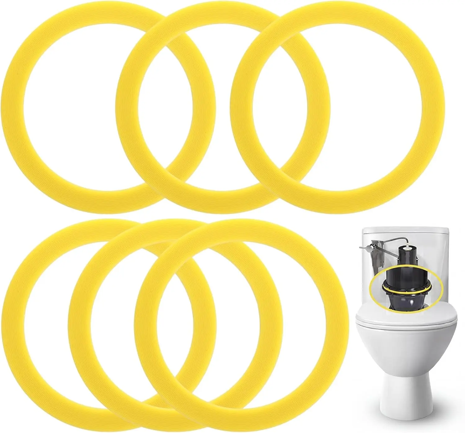6 Packs Flush Valve al Compatible with  K-GP1059291 Rubber Toilet Gasket al Kit Yellow Canister Gasket Replacement Parts