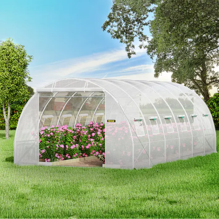 20 x 10 x 7 FT Tunnel Greenhouse 20-ft L x 10-ft W x 7-ft H White Greenhouse