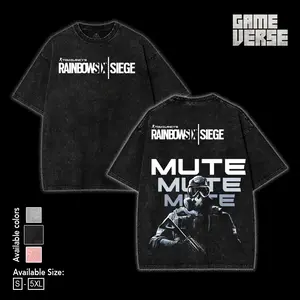 Tom Clancy's Rainbow Six Tactical T-Shirt Double Printed Unisex Acid Washed Lightweight Cotton T-Shirt, Military Shooter Game Shirt, Gamer Gift, Tactical Gaming Tee, Unisex Clothing