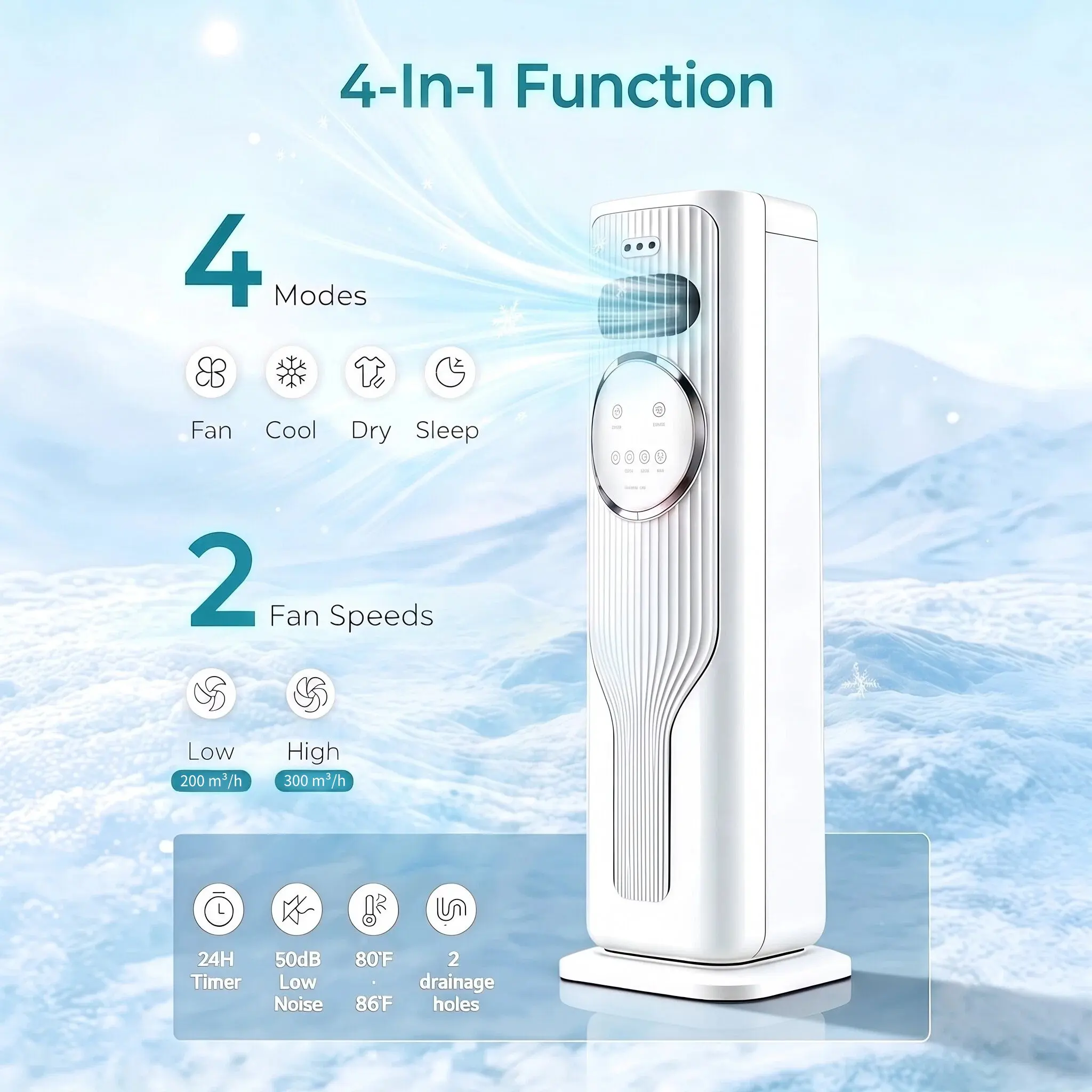 2026 New Arrival 12000BTU Portable Air Conditioner - Ice Crystal Air Cooler Fan（Water & Ice）Ultra Quiet Fast Cooling Mobile AC, Smart 24H Timing Energy Efficient, Suitable for Bedroom Office Living Room, Summer Comfort Cool All Day, TikTok Mid Year Sale