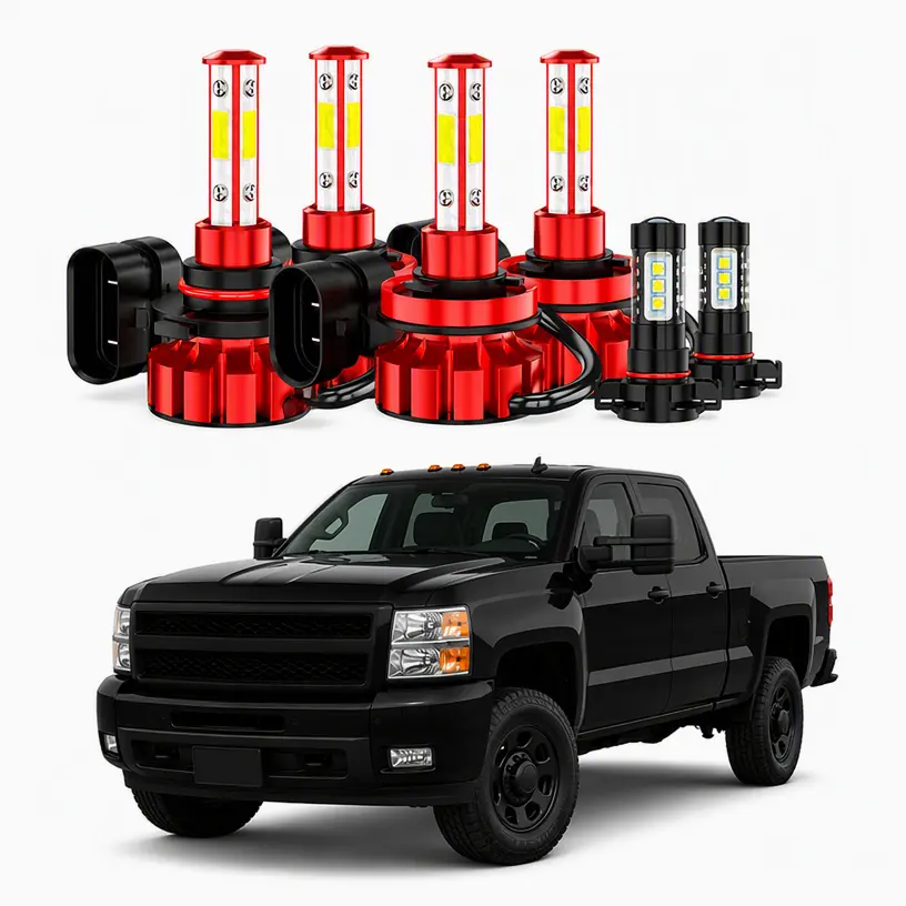 For Chevy Silverado 2500 HD 2008 2009 2010 2011 2012 2013 2014 2015 2016 2017 2018 LED Bulbs Combo Headlights & Fog Lights Automotive