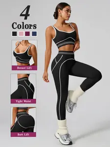 Women's Unique Design Fitness Yoga Set, Large U Back Sports Suit, Gym Clothing, Yoga Clothes Set, High Waist Butt Lifting Yoga Pants, Quick Dry Sweat Absorbent