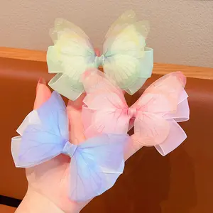 Hair Clip, Bow Barrette Women Sweet Festive Accessory, Colorful Cartoon Fabric Ribbon Metal Bow Decor, 7 Centimeter Cute Delicate Ornament for Christmas Party Daily Dating Holiday Casual Outfit