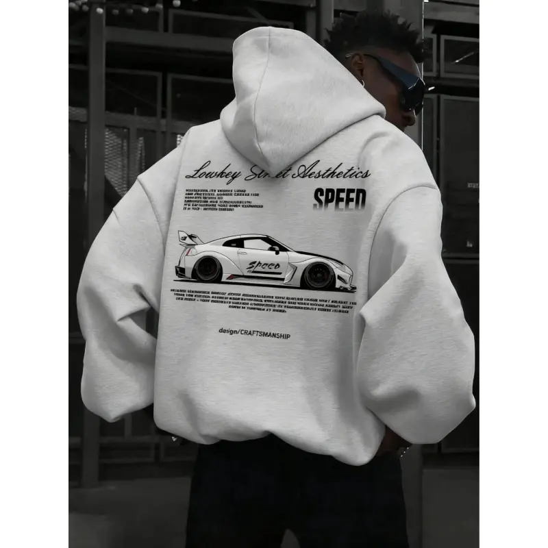 Viral Oversize Black Graphic Hoodie, Sweatshirts, Loukey Str180g[100%cotton]eet Aesthetics GTR Supercar Print Comfy Soft Fleece Streetwear, TikTok Trending Aesthetic Hoodie for Men, Car Guy Casual Daily Wear, Speed-Themed Street Style, Warm Cozy Oversized