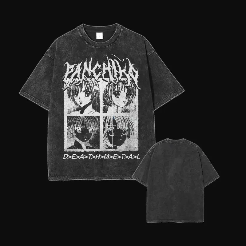 Retro Vintage Panchiko Double Printed Washed T-Shirt, Gift For Anime fan, graphic tees, Anime Lover, Streetwear