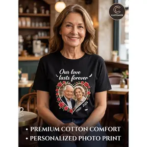 Personalized Custom Photo T-Shirt for Men & Women - Premium Cotton Short Sleeve Round Neck Tee with Text/Photo/Date Upload Suitable Casual Wear, Anniversary Gifts, Couples Apparel, DIY Shirt