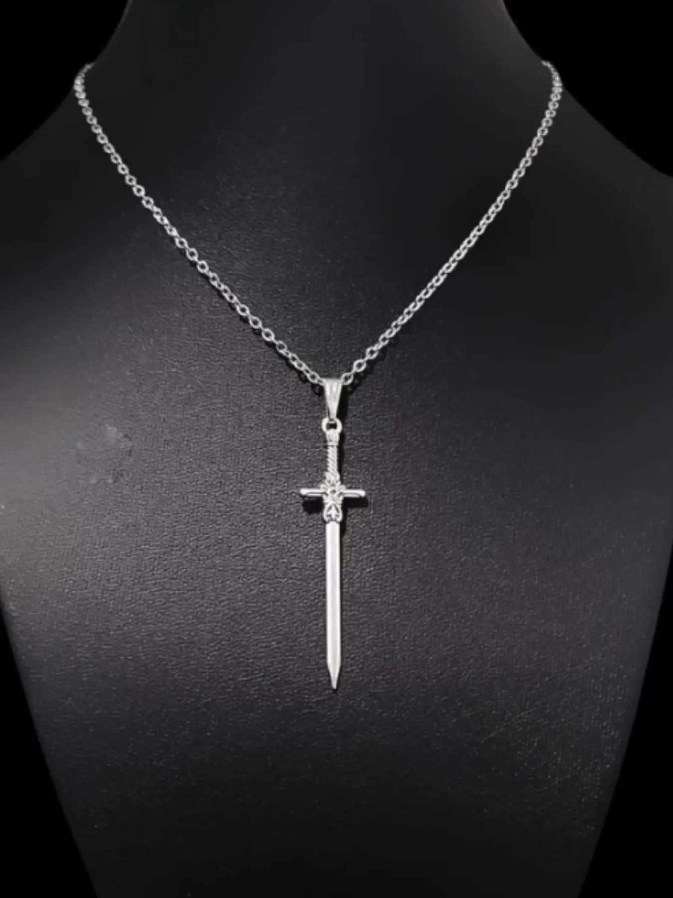Stainless Steel Vintage Sword Pendant Necklace for Women, Unique Gift Jewelry, Goth Cross, Gothic Cross, Lightweight Elegant Design, All Seasons Wear, Costume Jewelry Necklace