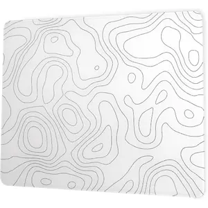 Glass Mousepad for Gaming, White Topographic Hard Gaming  pad, Professional Large  Mat 410mm*310mm, Special Glass Surface with Improved Precision and Speed