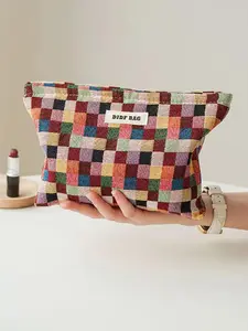 Floral Pattern Makeup Bag, Portable Cosmetic Storage Bag, Large Capacity Travel Cosmetic Bag, Zipper Makeup Organizer Pouch, Handheld Cosmetic Pouch, Pouch Bags, Cosmetics Bag