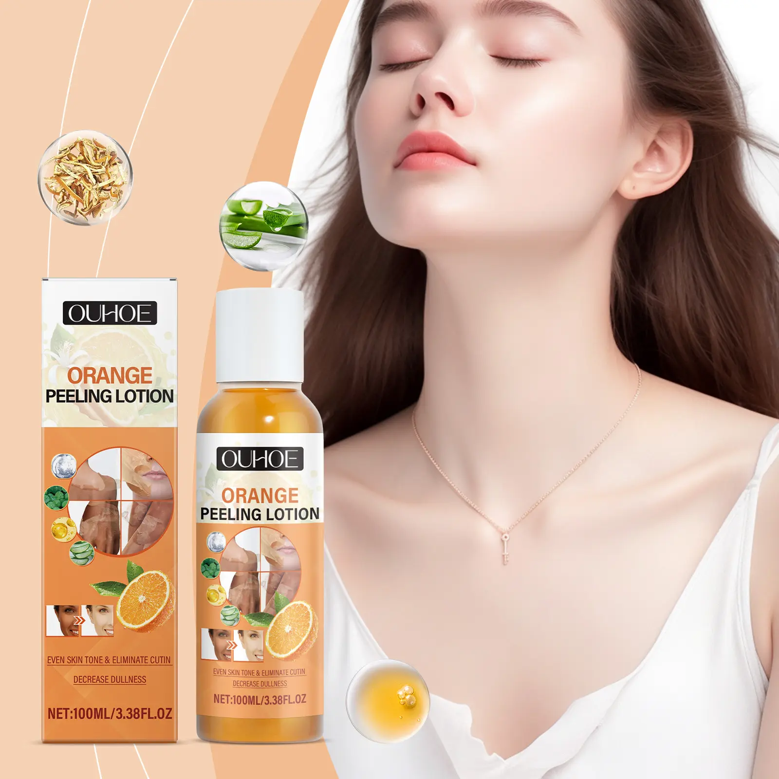 Brightening Orange Peel Body Milk, Exfoliating & Nourishing Body Lotion for Dark Spots & Dull Skin