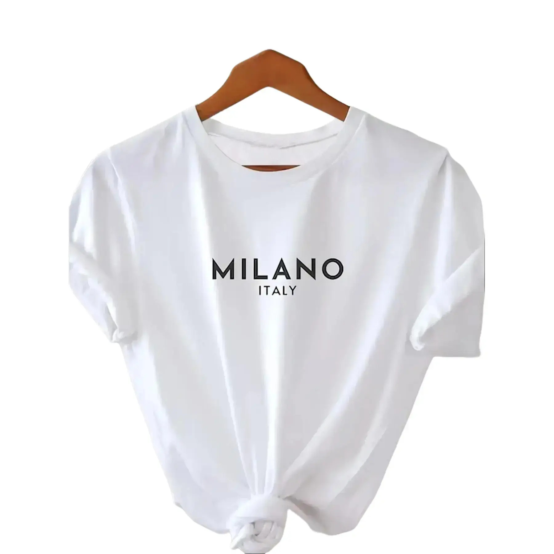 Women's Milano Italy Graphic T-Shirt, Minimalist Cotton Short Sleeve Top with a Relaxed Fit, Lightweight for Casual Lady Outfits