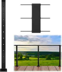 Black  Railing  36 Inch 36"x2"x2" Level Drilled Surface Mount T304 Stainless Steel  Railing System Kit Indoor Outdoor with Paper User Guide PS02 BH4S